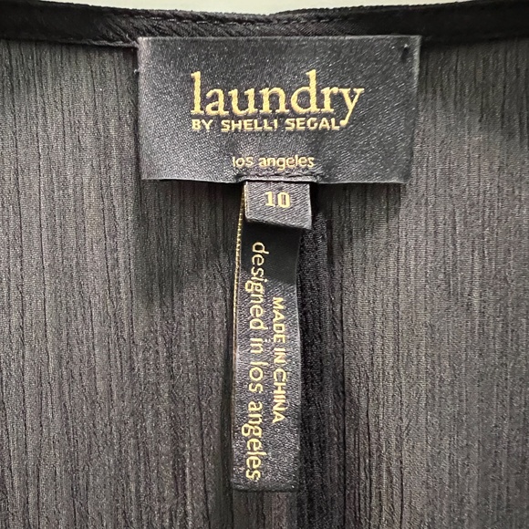 Laundry by Shelli Segal Embroidered Dress v-neck ruched elastic waist, sz 10 - Picture 6 of 6